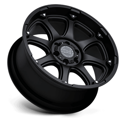 Black Rhino GLAMIS Matte Black wheel showcasing a bold 8-spoke design and durable monoblock construction.