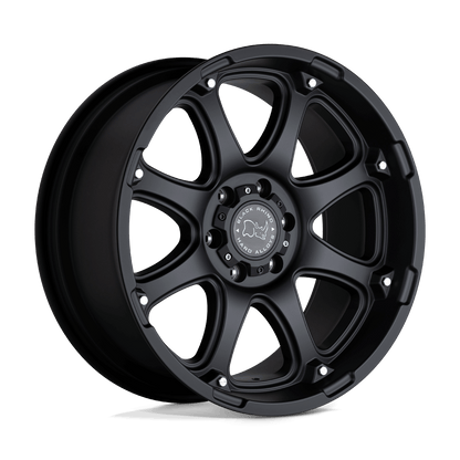 Black Rhino GLAMIS Matte Black wheel showcasing an 8-spoke design and robust monoblock construction.