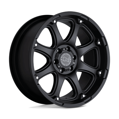 Black Rhino GLAMIS Matte Black off-road wheel with an 8-spoke design and monoblock construction.