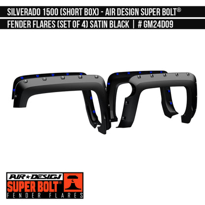 AIRDESIGN Super Bolt Fender Flares 14–18 Chevy Silverado 1500 Satin Black