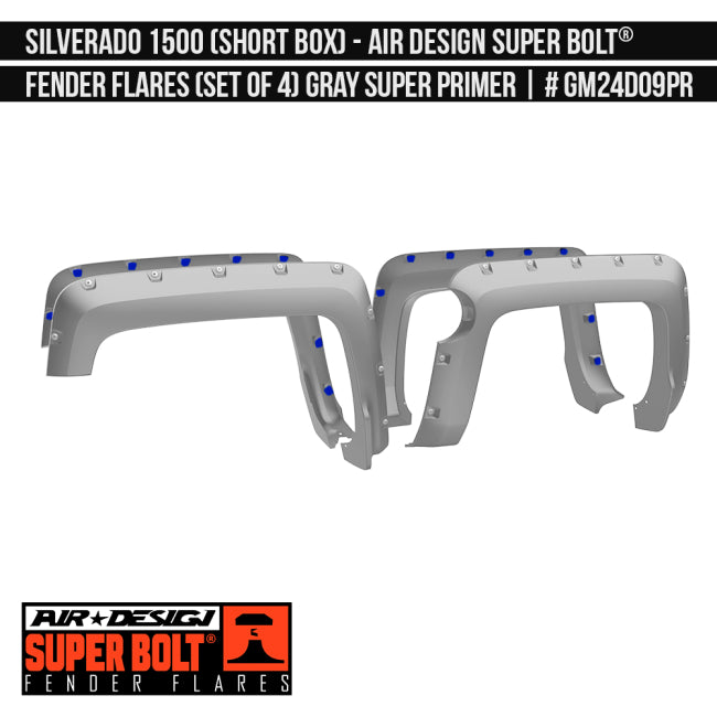 AIRDESIGN Super Bolt Fender Flares 14–18 Chevy Silverado 1500 Gray Super Primer