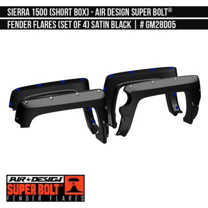 AIRDESIGN Super Bolt Fender Flares 16–18 GMC Sierra 1500 Satin Black