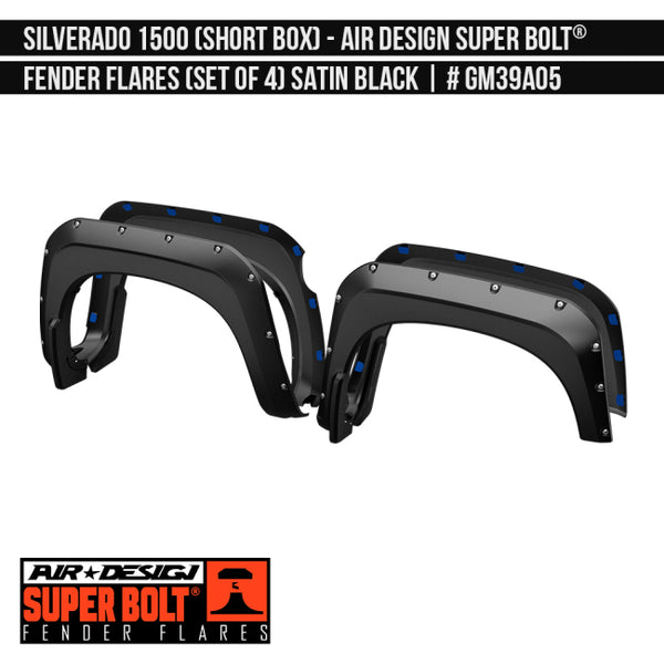 AIRDESIGN | Super Bolt Fender Flares 5 ft 10 in Box | 19–21 Chevy Silverado 1500 | GM39A05 / GM39A05PR