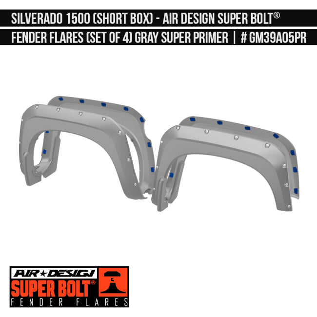 AIRDESIGN Super Bolt Fender Flares 19–21 Chevy Silverado 1500 Gray Super Primer