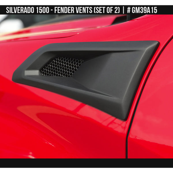 AIRDESIGN | Fender Vent Set Satin Black | 19–25 Chevy Silverado 1500 | GM39A15