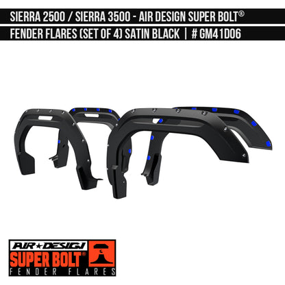 AIRDESIGN Super Bolt Fender Flares 20–25 GMC Sierra 2500 HD Satin Black