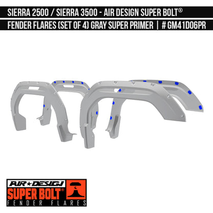AIRDESIGN Super Bolt Fender Flares 20–25 GMC Sierra 2500 HD Gray Super Primer