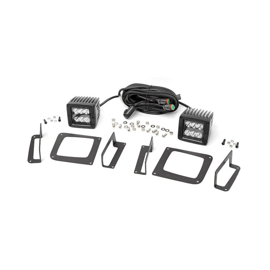 ROUGH COUNTRY LED Light Kit | Fog Mount | 2" Black Pair | GMC Sierra 1500 2WD/4WD (14-15) | 70689