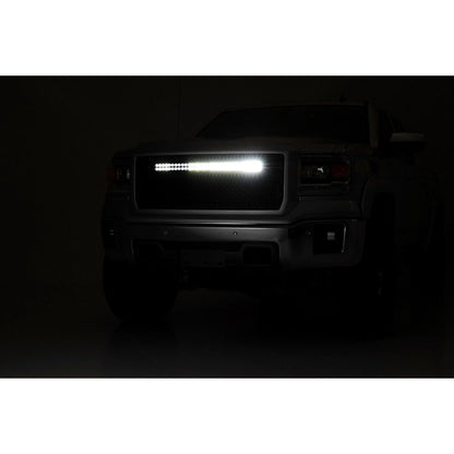 ROUGH COUNTRY Mesh Grille | 30" Dual Row LED | Black | Amber DRL | GMC Sierra 1500 (14-15) | 70190BDA