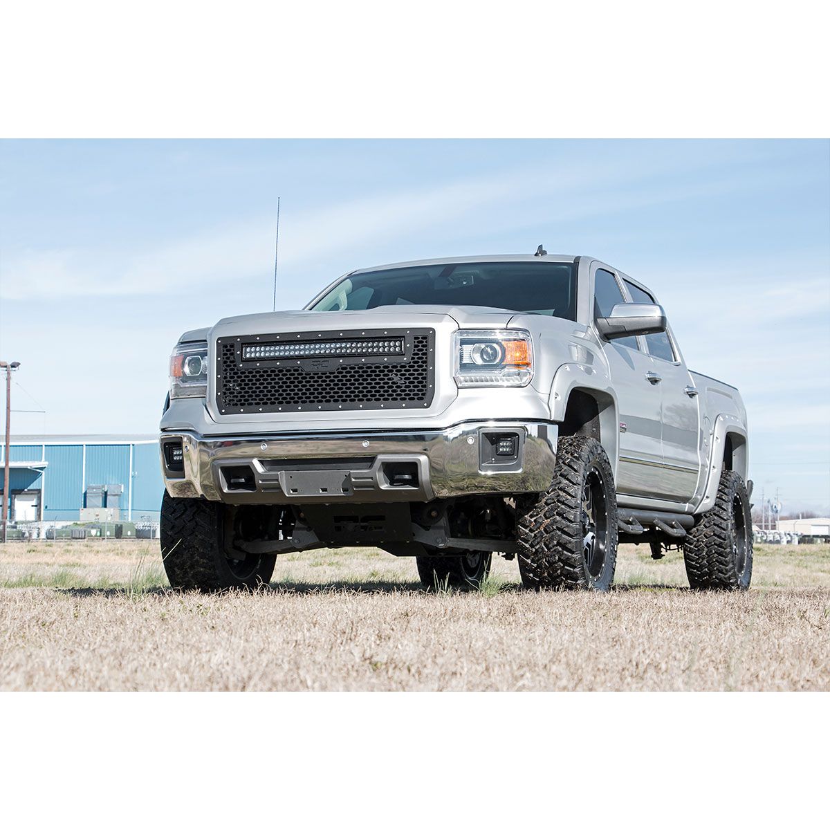 ROUGH COUNTRY Mesh Grille | 30" Dual Row LED | Black | GMC Sierra 1500 2WD/4WD (2014-2015) | 70190