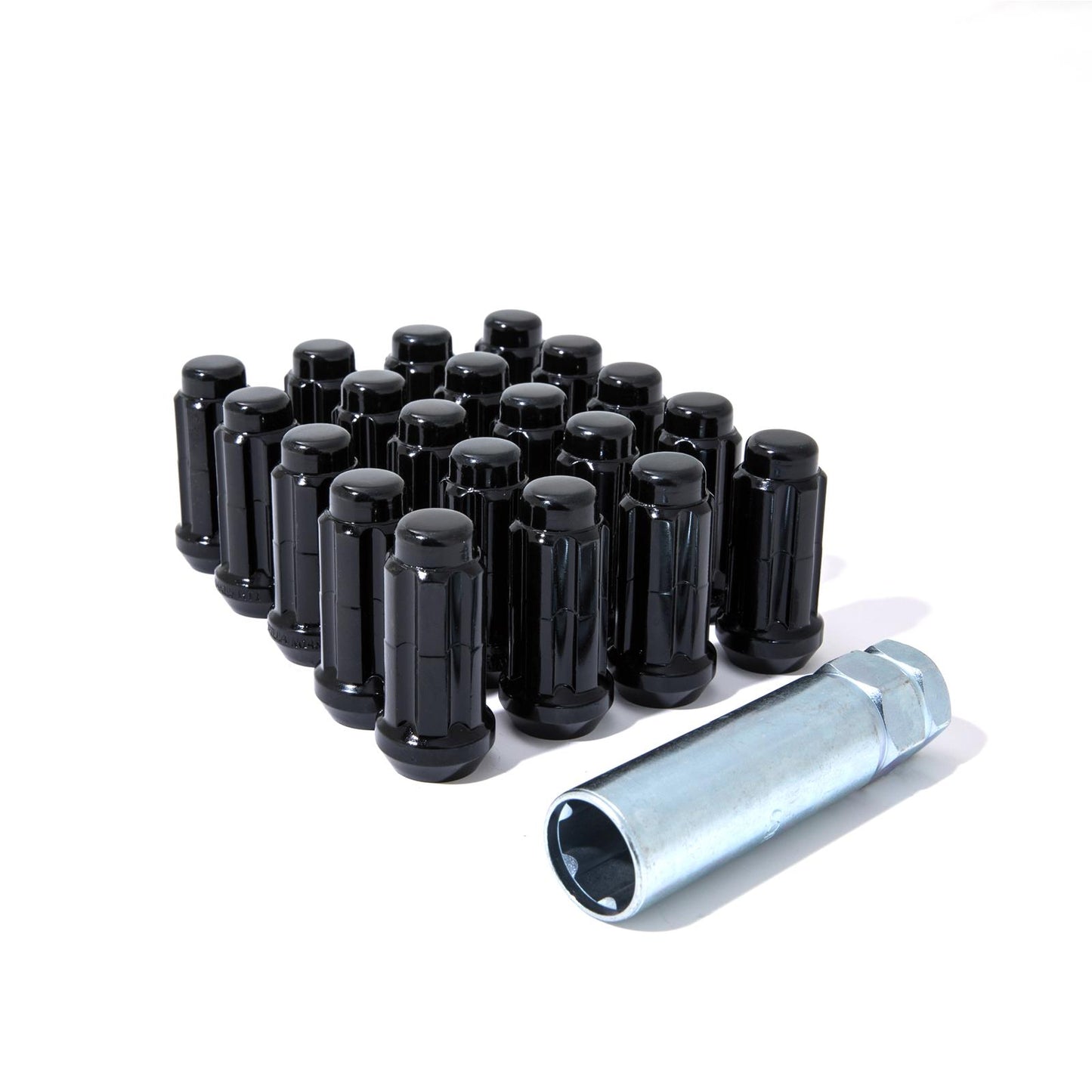 Gorilla Lug Nuts 24 PC Wheel Kit With Spline Key, featuring durable black lug nuts and spline key.