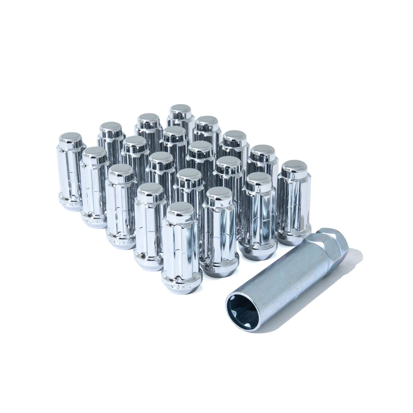 Gorilla Lug Nuts 24 PC Wheel Kit With Spline Key featuring premium chrome lug nuts and a spline key.
