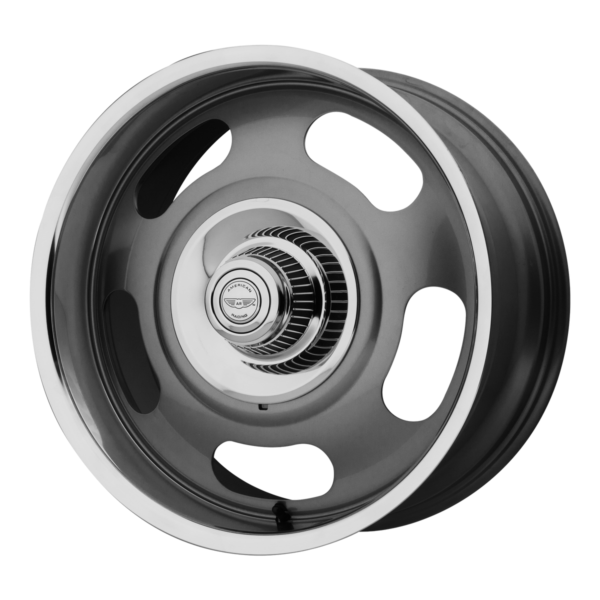 American Racing VN506 RALLY Mag Gray Center W/ Polished Lp wheel