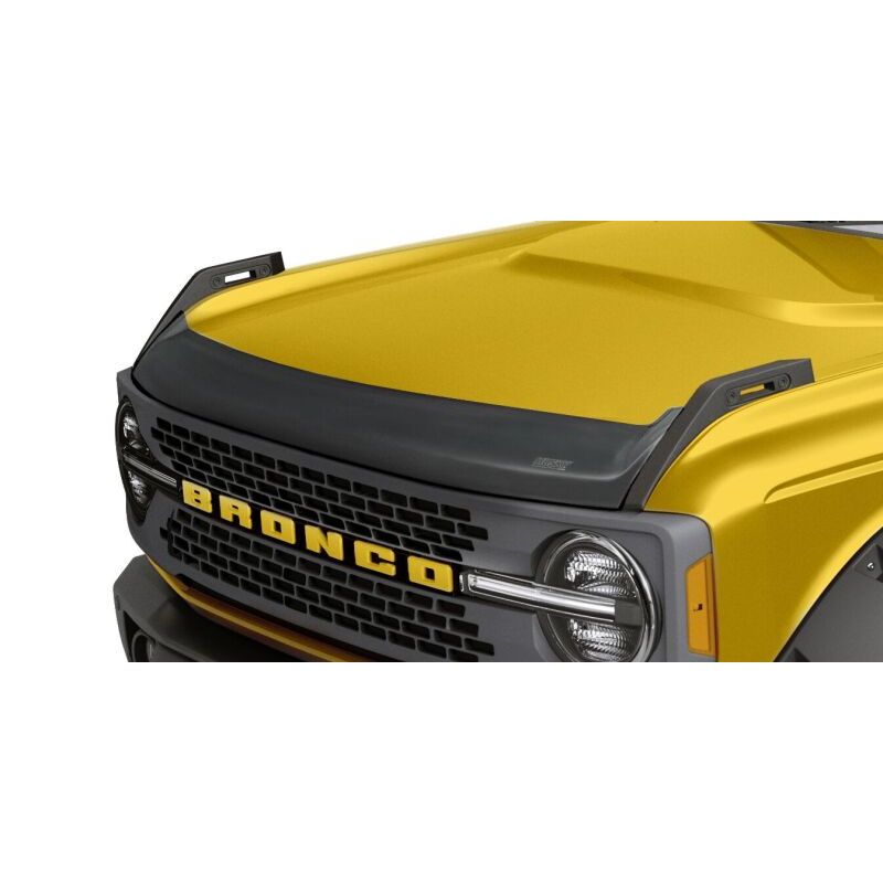 Husky Liners | Aeroskin Hood Protector Matte Black Low Profile For 2021-2025 Bronco Husky Liners | 2877183 on a yellow Bronco