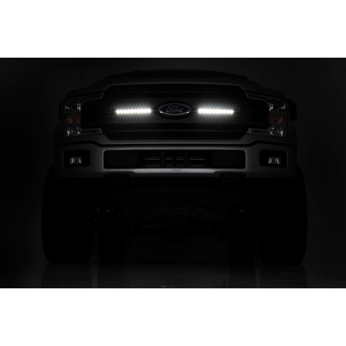 ROUGH COUNTRY LED Light Kit | Grille Mount | 10" Chrome Slimline Pair | Ford F-150 (18-20) | 70809