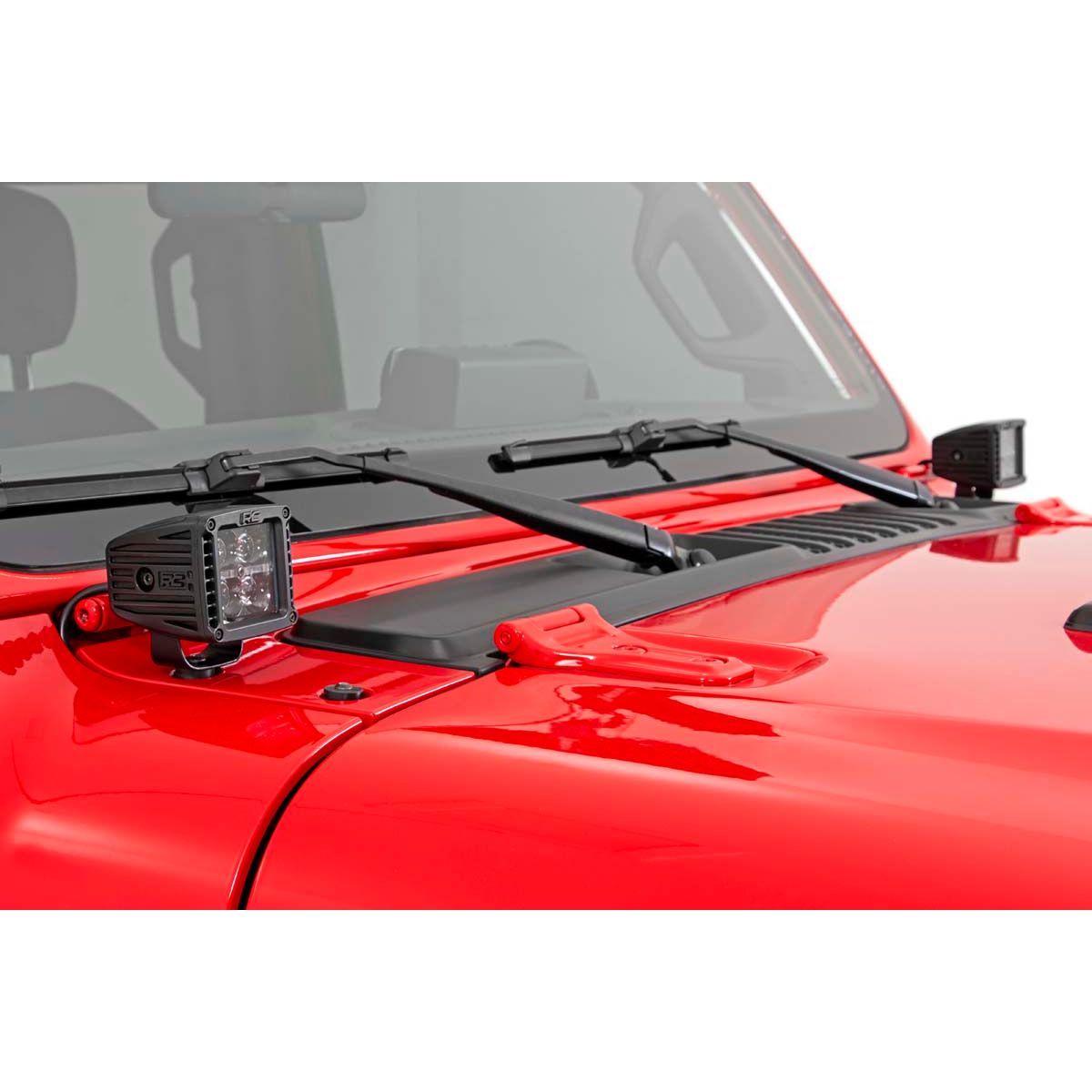 ROUGH COUNTRY LED Light Kit | Cowl Mount | 2" Black Pair | White DRL | Jeep Gladiator JT/Wrangler JL (18-25) | 70061