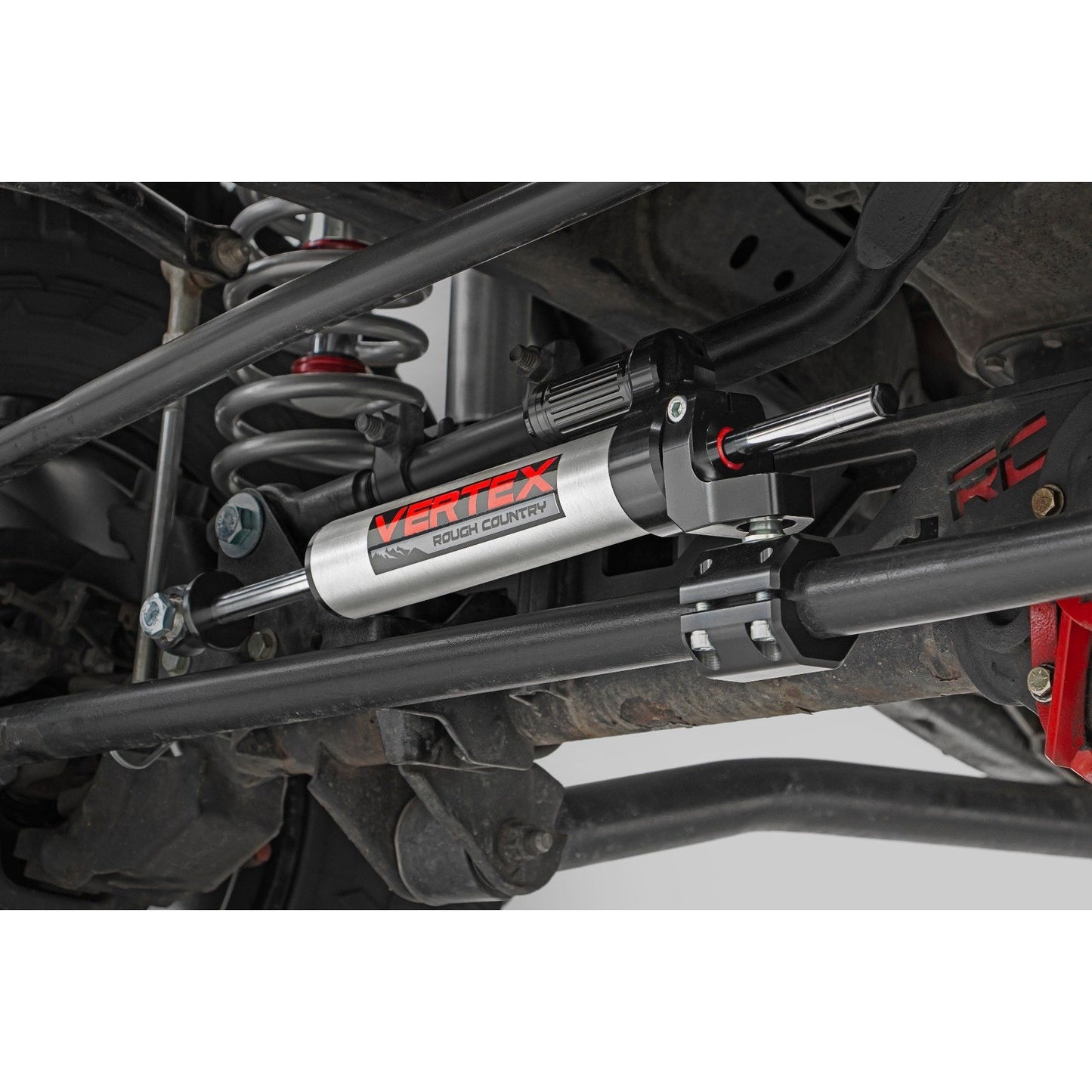 ROUGH COUNTRY Vertex Steering Stabilizer | Pass-Through | Jeep Wrangler JK/Wrangler Unlimited (07-18) | 680900