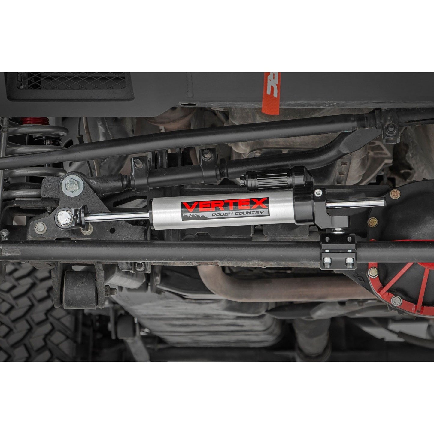 ROUGH COUNTRY Vertex Steering Stabilizer | Pass-Through | Jeep Wrangler JK/Wrangler Unlimited (07-18) | 680900