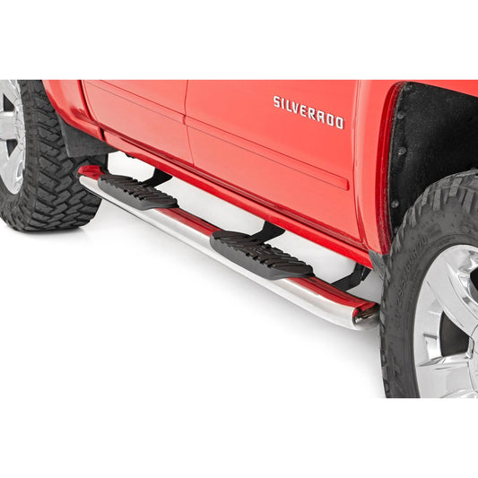 ROUGH COUNTRY Oval Nerf Steps | Stainless | Crew Cab | DEF Tank | Chevy/GMC 1500/2500HD/3500HD (07-19 & Classic) | 21001S