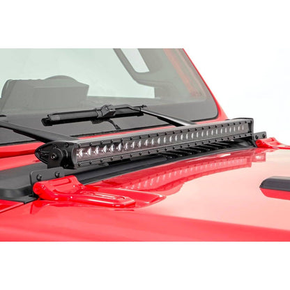 ROUGH COUNTRY LED Light Kit | Hood Mount | 30" Black Single Row | Jeep Gladiator JT/Wrangler JL (18-25) | 70054