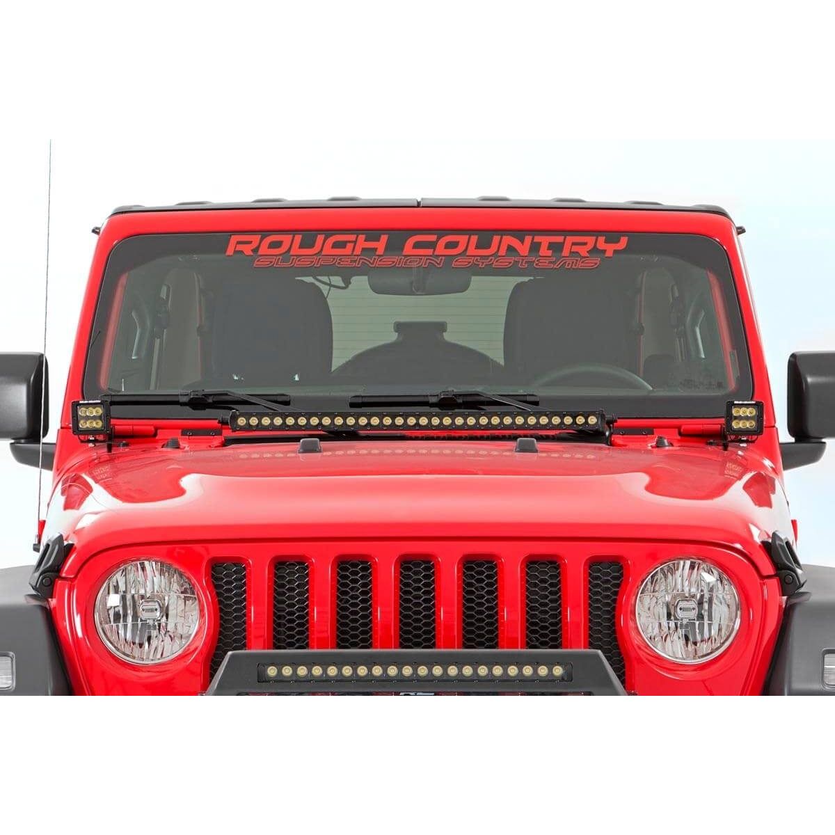 ROUGH COUNTRY LED Light Kit | Hood Mount | 30" Black Single Row | Jeep Gladiator JT/Wrangler JL (18-25) | 70054
