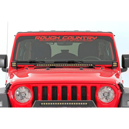 ROUGH COUNTRY LED Light Kit | Hood Mount | 30" Black Single Row | Jeep Gladiator JT/Wrangler JL (18-25) | 70054