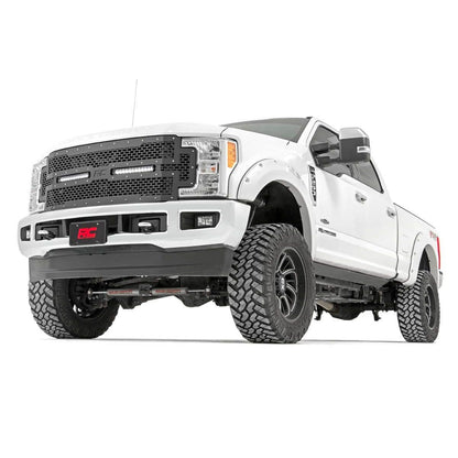 ROUGH COUNTRY Mesh Grille | 12" Dual Row LED | Black | Ford F-250/F-350 Super Duty (17-19) | 70216
