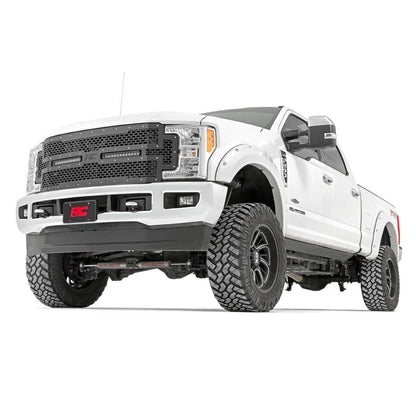 ROUGH COUNTRY Mesh Grille | 12" Dual Row LED | Black | Ford F-250/F-350 Super Duty (17-19) | 70216