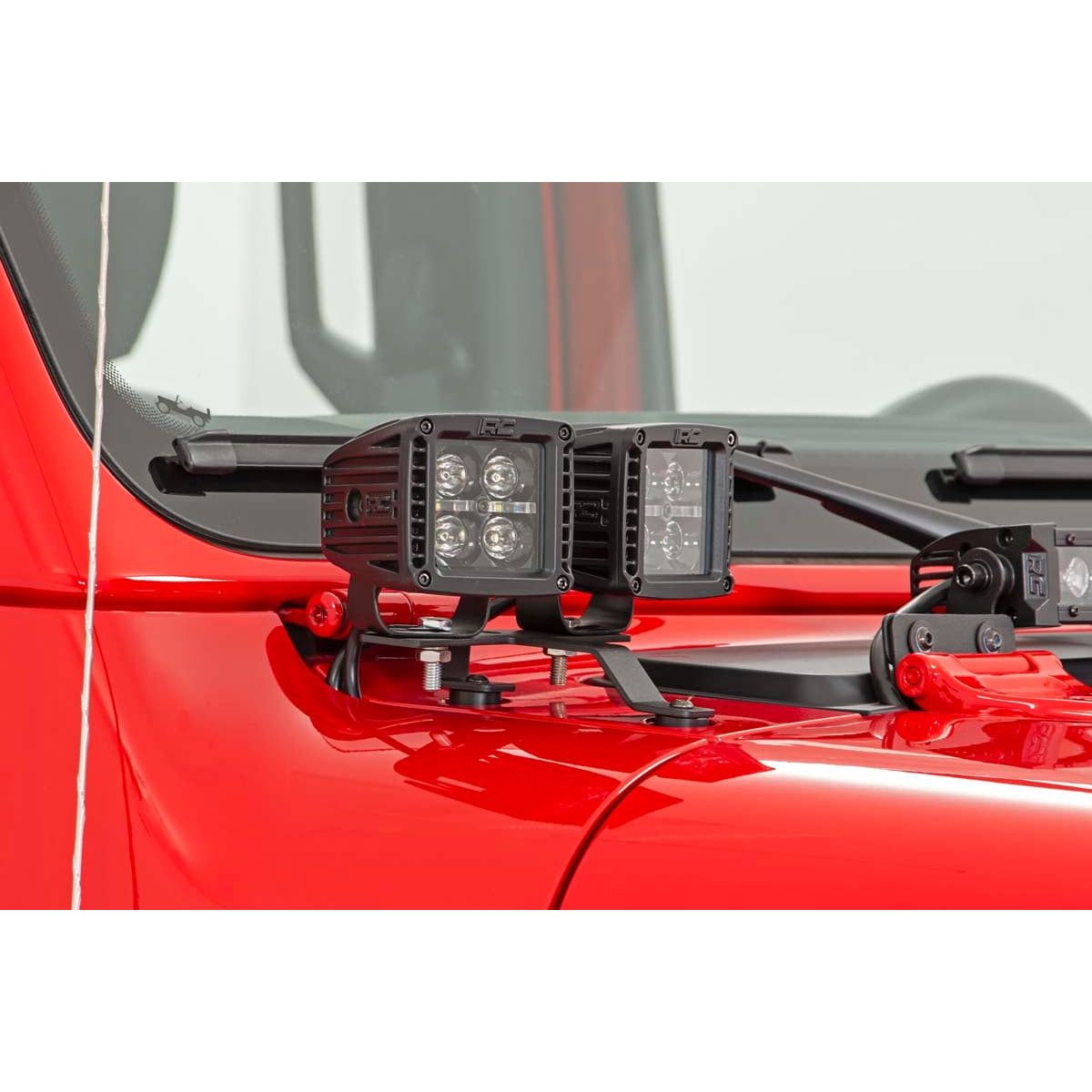 ROUGH COUNTRY LED Light Kit | Quad | Cowl Mount | 2" Black | White DRL | Jeep Gladiator JT/Wrangler JL (18-25) | 70824