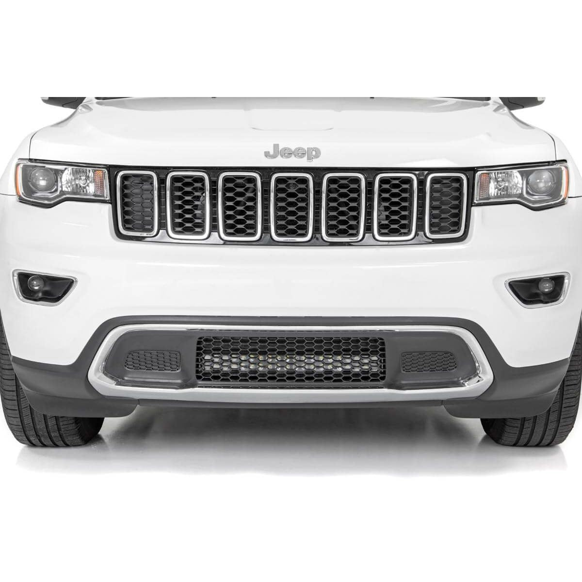 ROUGH COUNTRY LED Light Kit | Bumper Mount | 20" Black Dual Row | White DRL | Jeep Grand Cherokee WK2 (11-20) | 70773DRL