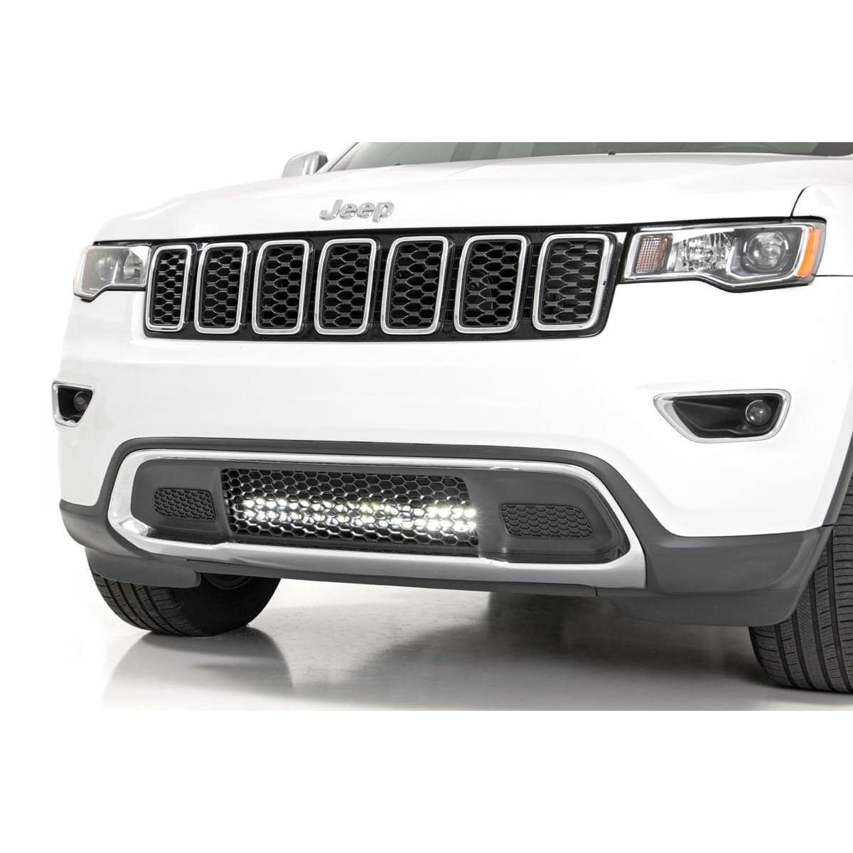 ROUGH COUNTRY LED Light Kit | Bumper Mount | 20" Chrome Dual Row | White DRL | Jeep Grand Cherokee WK2 (11-20) | 70775