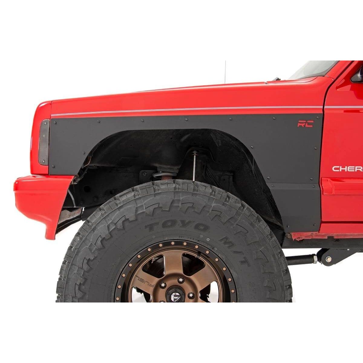 ROUGH COUNTRY Fender & Quarter Panel Armor | Front | Combo | Jeep Cherokee XJ (97-01) | 10577_A