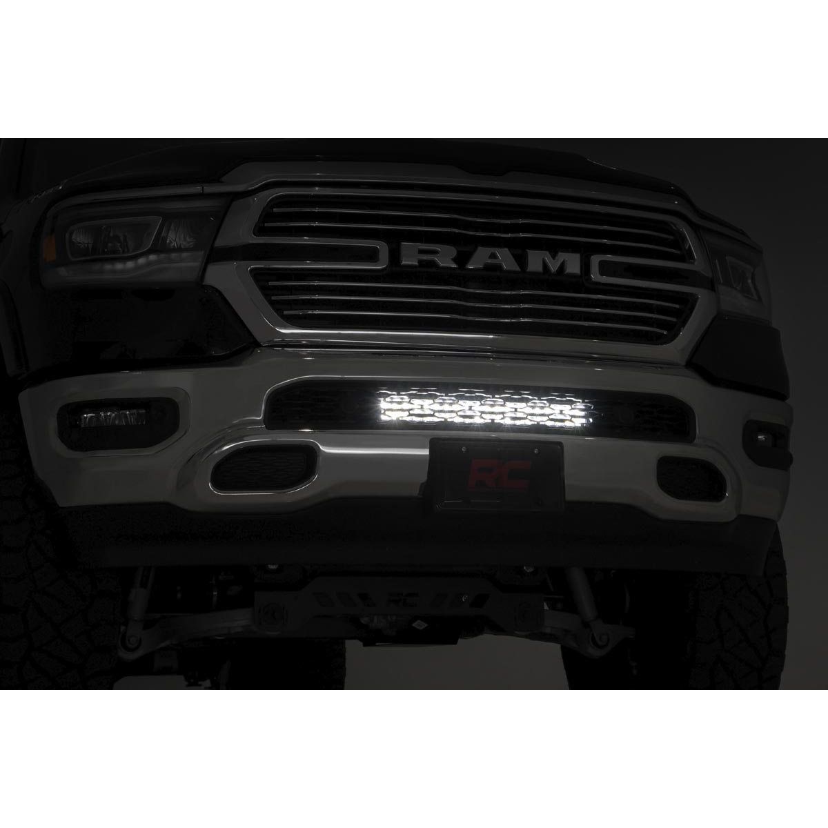 ROUGH COUNTRY LED Light Kit | Bumper Mount | 20" Black Dual Row| Amber DRL | Ram 1500 (19-24) | 70779DRLA