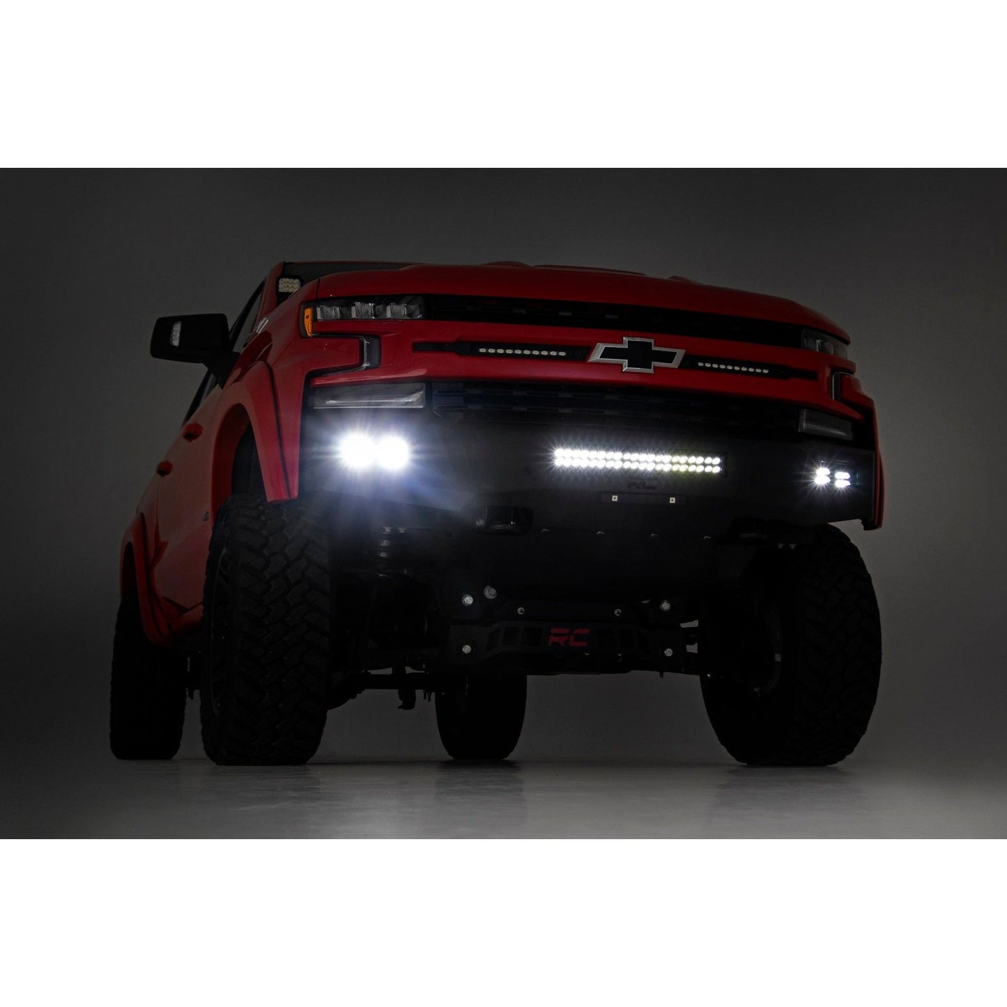 ROUGH COUNTRY High Clearance Front Bumper | LED Lights & Skid Plate | Chevy Silverado 1500 (19-22) | 10757A