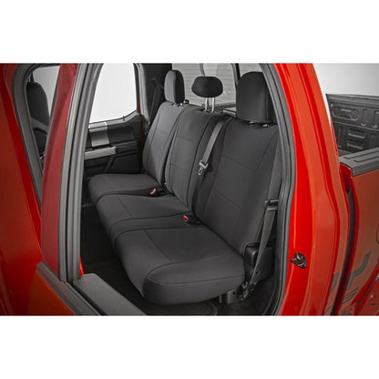 ROUGH COUNTRY Seat Covers | FR Bucket and RR Bench | Ford F-150/Lightning/F-250/F-350 (15-25) | 91018
