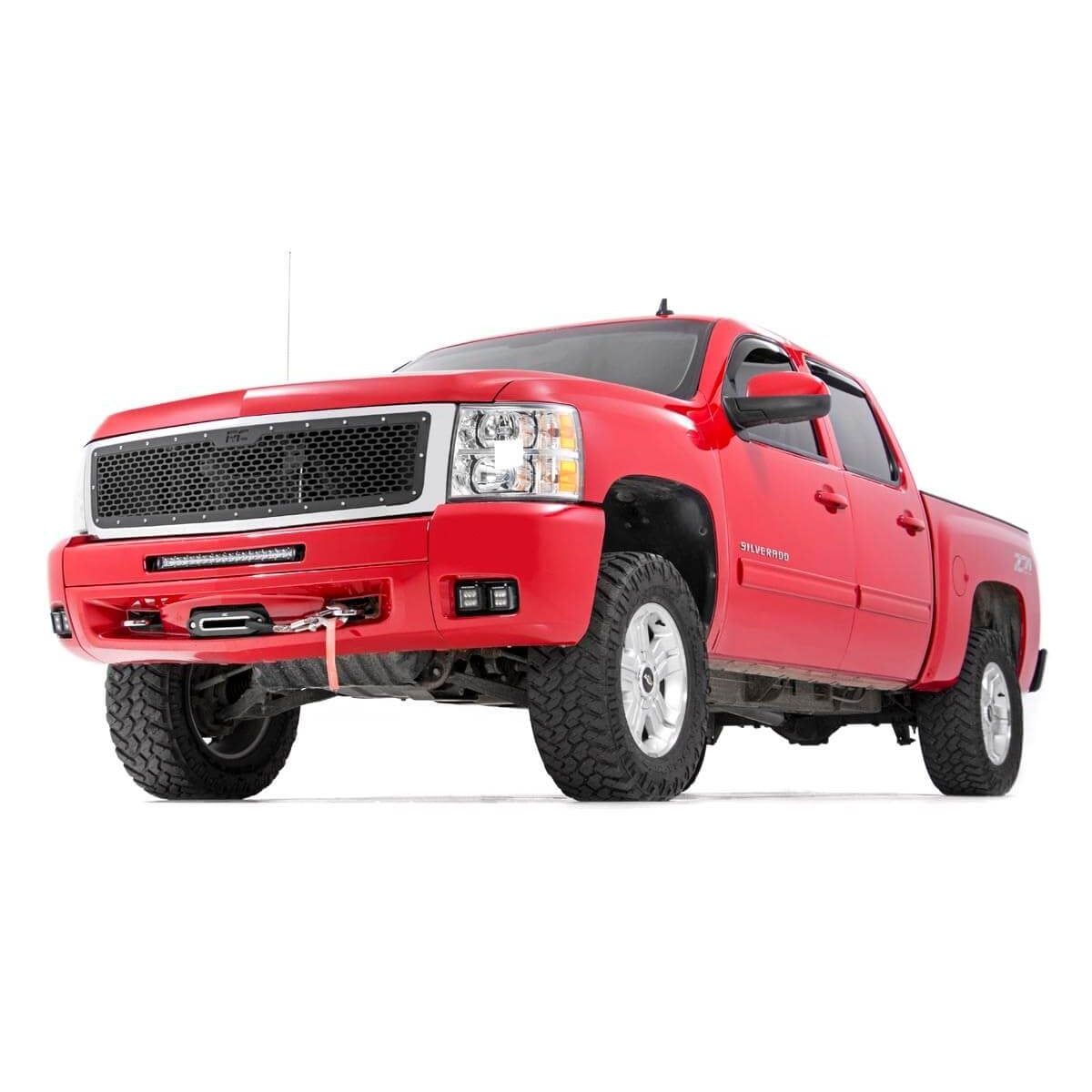 ROUGH COUNTRY LED Light Kit | Fog | 2" Black Pairs x2 | White DRL | Chevy Silverado 1500/2500HD/3500HD 2WD/4WD | 70762DRLA