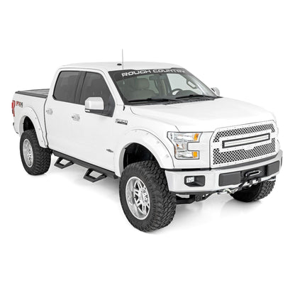 ROUGH COUNTRY SRX2 Adj Aluminum Step | Crew Cab | Ford F-150/Lightning/F-250/F-350/Raptor (15-25) | 51008A