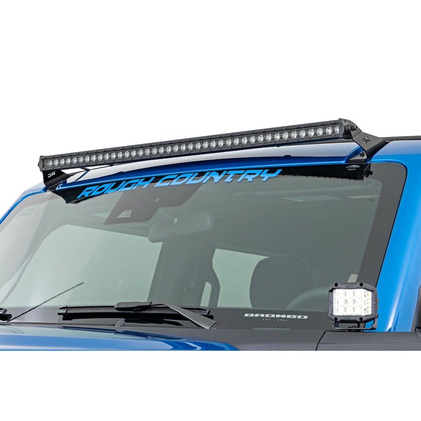 ROUGH COUNTRY LED Light Kit | Upper Windshield | 40" Black Single Row | Ford Bronco (21-25) | 71041