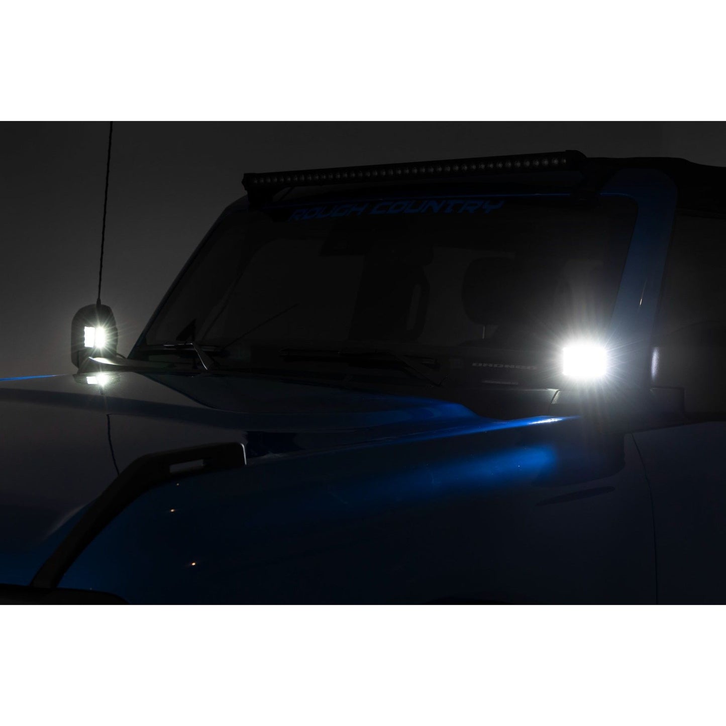 ROUGH COUNTRY LED Light Kit | Ditch Mount | 2" Black Pair | White DRL | Ford Bronco (21-25) | 71048
