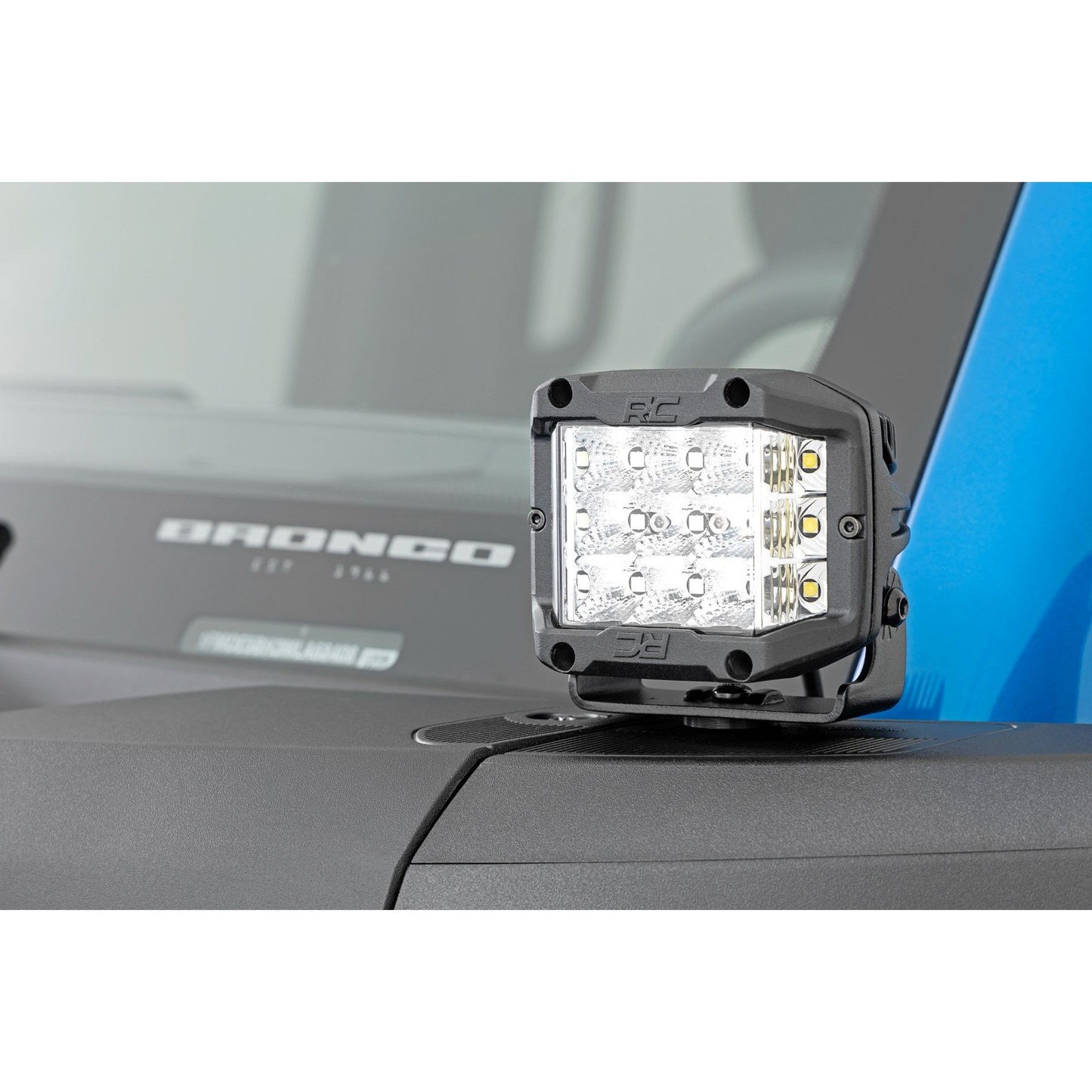 ROUGH COUNTRY LED Light Kit | Ditch Mount | 2" Black Pair | Amber DRL | Ford Bronco (21-25) | 71049