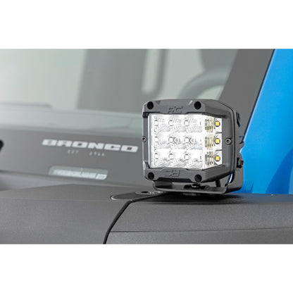 ROUGH COUNTRY LED Light Kit | Ditch Mount | 2" Black Pair | Amber DRL | Ford Bronco (21-25) | 71049