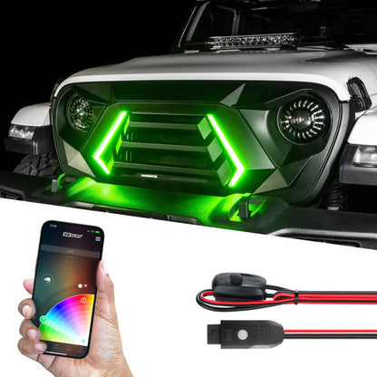 XKGLOW | XKCHROME LED Grill Kit for JL Wrangler & Gladiator JT | XK-GRILL-JL1