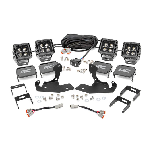 ROUGH COUNTRY LED Light Kit | Fog Mount | 2" Black Pair | White DRL | Chevy Silverado 2500 HD/3500 HD (11-14) | 70628DRL