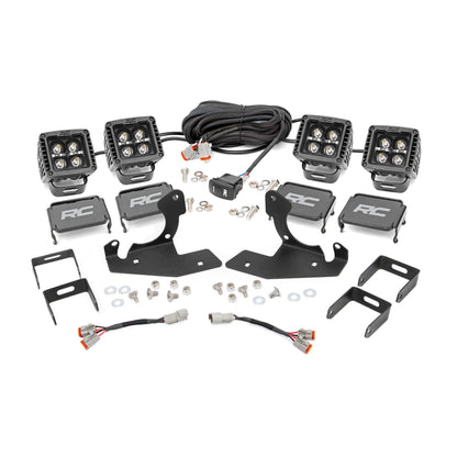 ROUGH COUNTRY LED Light Kit | Fog | 2" Black Pairs x2 | White DRL | Chevy Silverado 1500/2500HD/3500HD 2WD/4WD | 70762DRLA