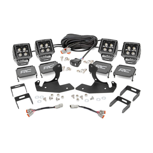 ROUGH COUNTRY LED Light Kit | Fog | 2" Black Pairs x2 | White DRL | Chevy Silverado 1500/2500HD/3500HD 2WD/4WD | 70762DRL