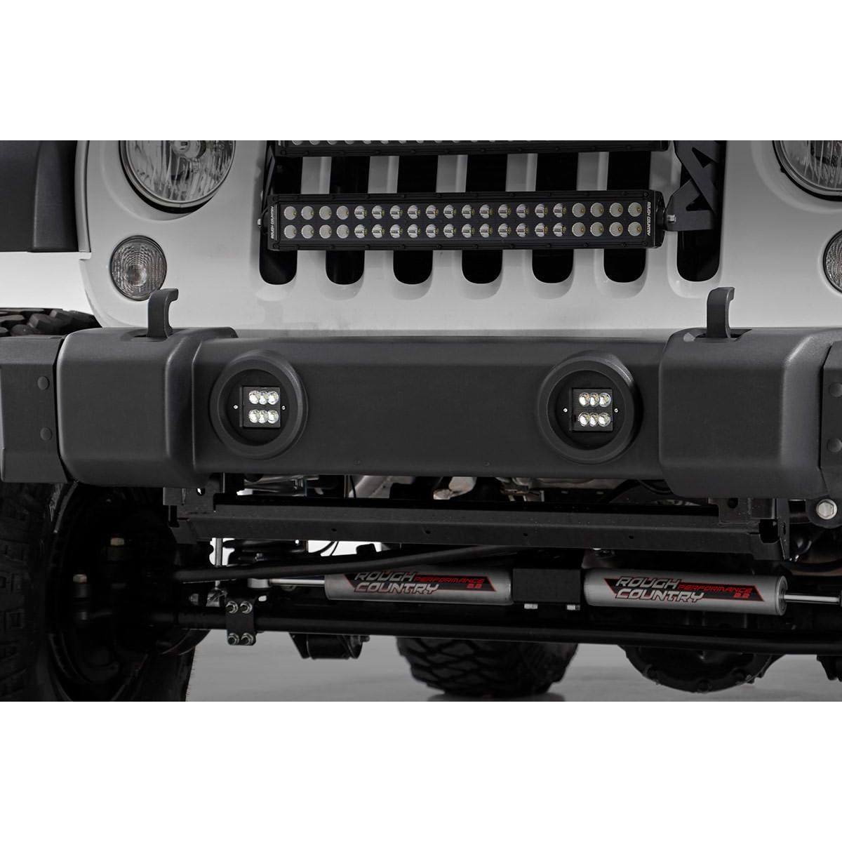 ROUGH COUNTRY LED Light Kit | Fog Mount | 2" Black Pair | Jeep Wrangler JK/Wrangler Unlimited (10-18) | 70630