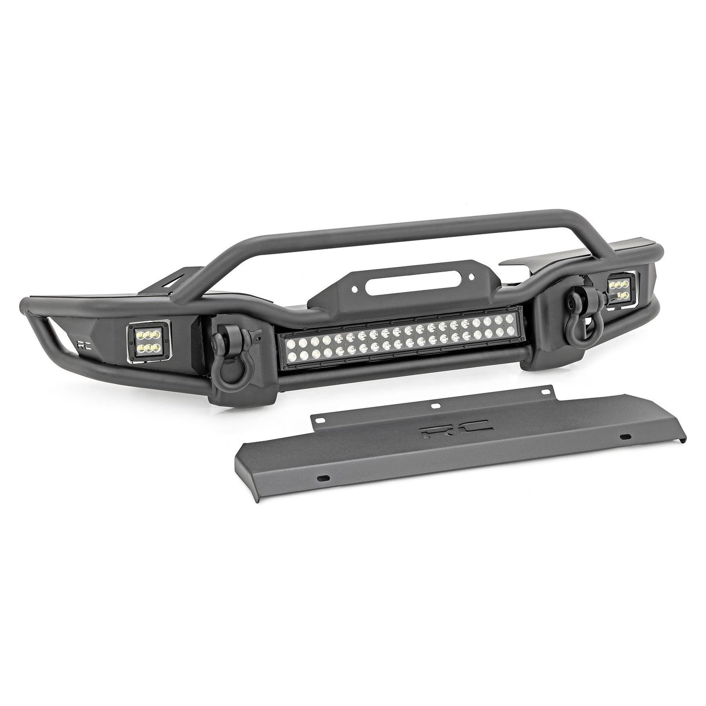 ROUGH COUNTRY Front Winch Bumper | Tubular | Skid Plate | Jeep Gladiator JT/Wrangler JK & JL/Wrangler Unlimited  | 10647
