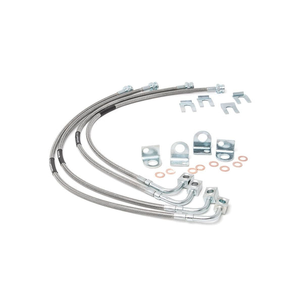 ROUGH COUNTRY | Brake Lines  Stainless  FR & RR  4-6 Inch Lift  Jeep Wrangler JK/Wrangler Unlimited (07-18) | 89716