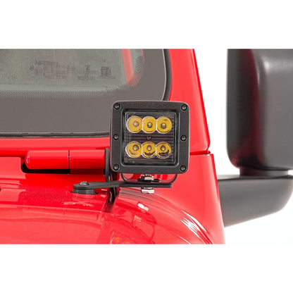ROUGH COUNTRY LED Light Kit | Hinge Mount | 2" Black Pair | White DRL | Jeep Gladiator JT/Wrangler JL (18-25) | 70052DRL
