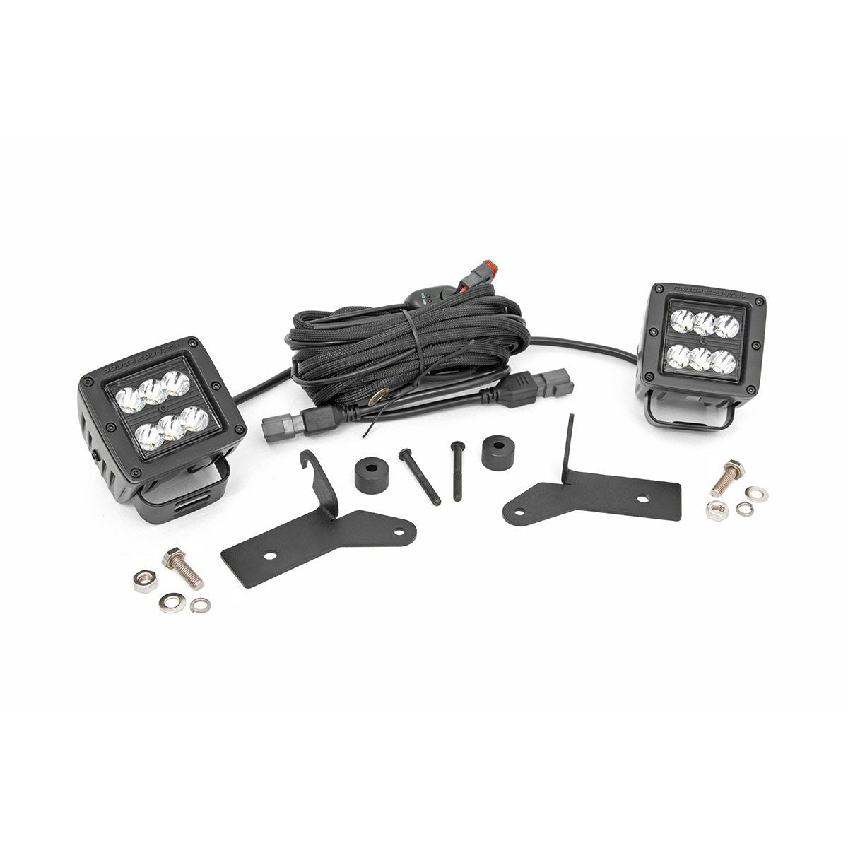 Rough Country LED Light Kit | Hinge Mount | 2" Black Pair | Jeep Gladiator JT/Wrangler JL (18-26) 70052